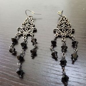Chandelier black and silver earrings victorian